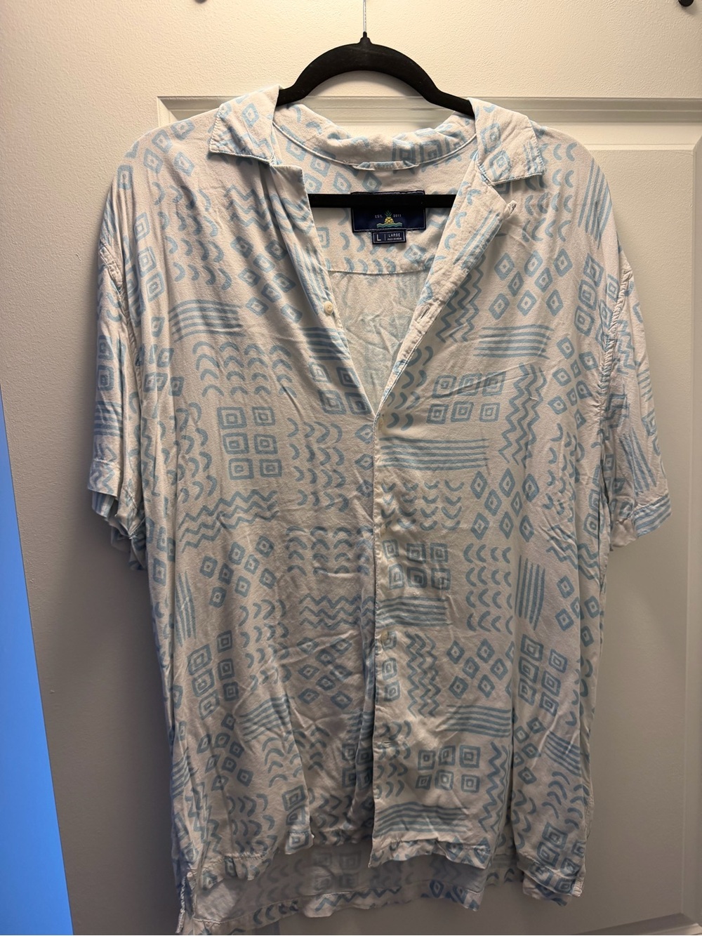 Chubbies Light Blue Patterned Men's Short-Sleeve Shirt